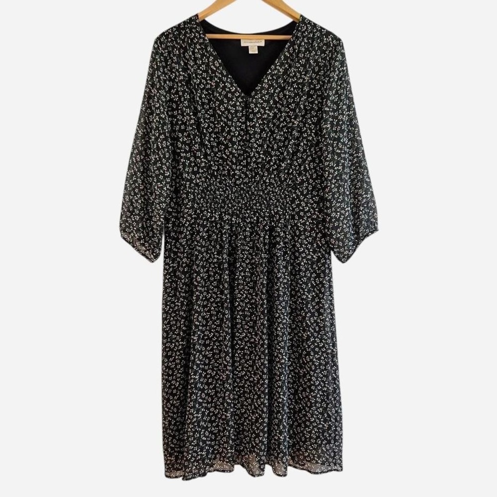 Christopher &‎ Banks Black Floral Dress XL